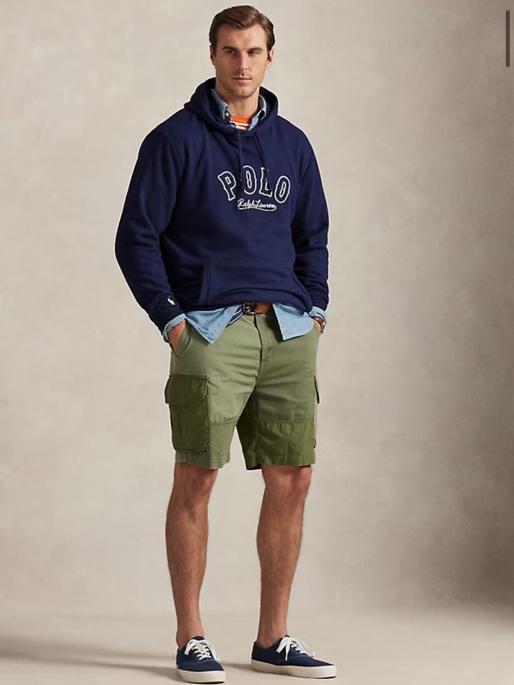 NWT Polo Ralph Lauren Navy Blue Collegiate Logo Fleece Hoodie - Size L